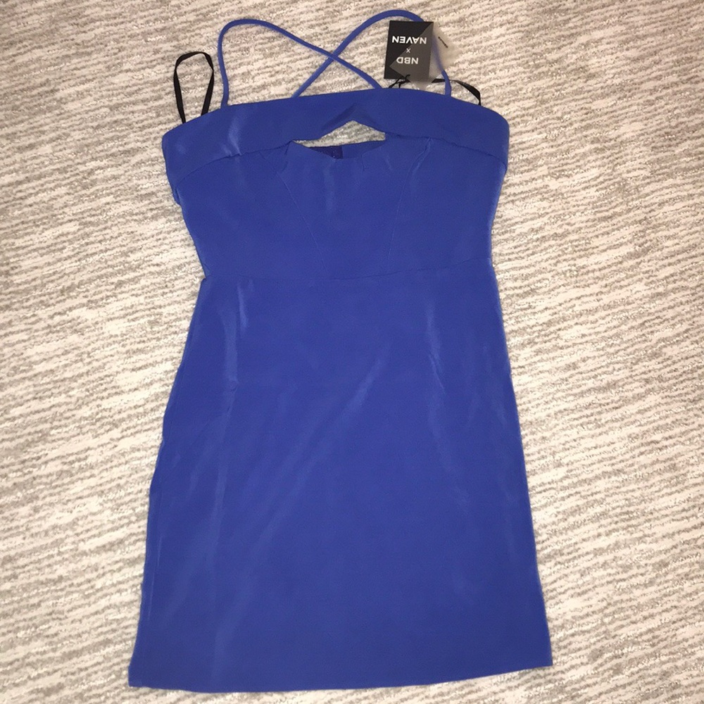 BLUE REVOLVE MINI DRESS NWT